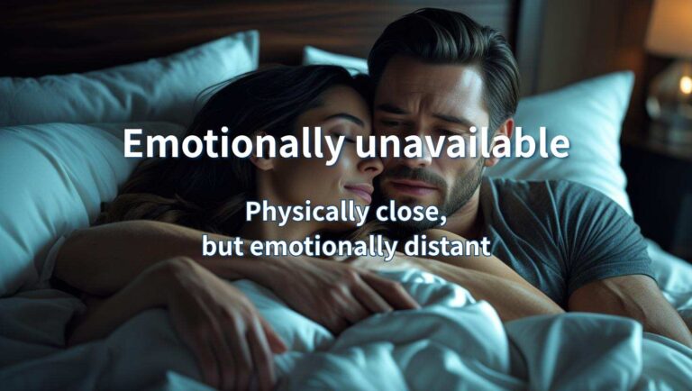emotionally unavailable man is physically close, but emotionally distant to a woman